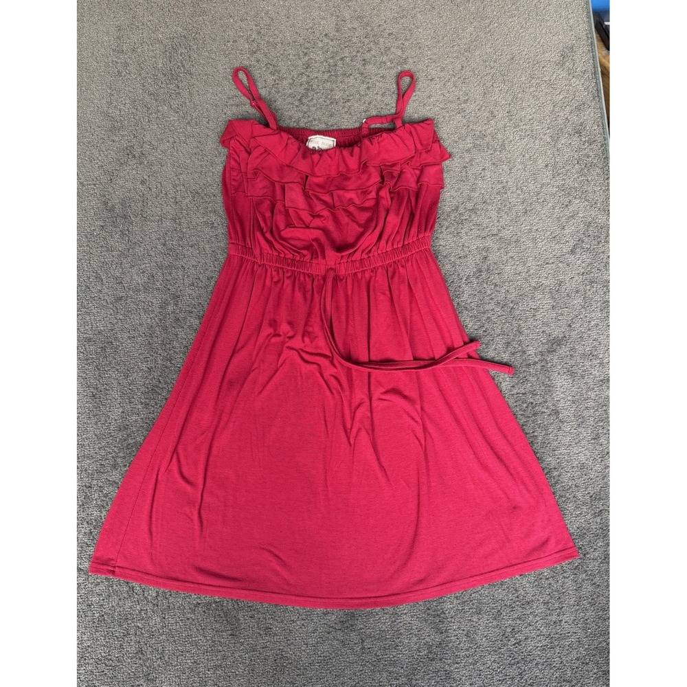 Pink Rose Red Ruffle Mini Dress Sleeveless Adjustable Straps PS12828M Large
